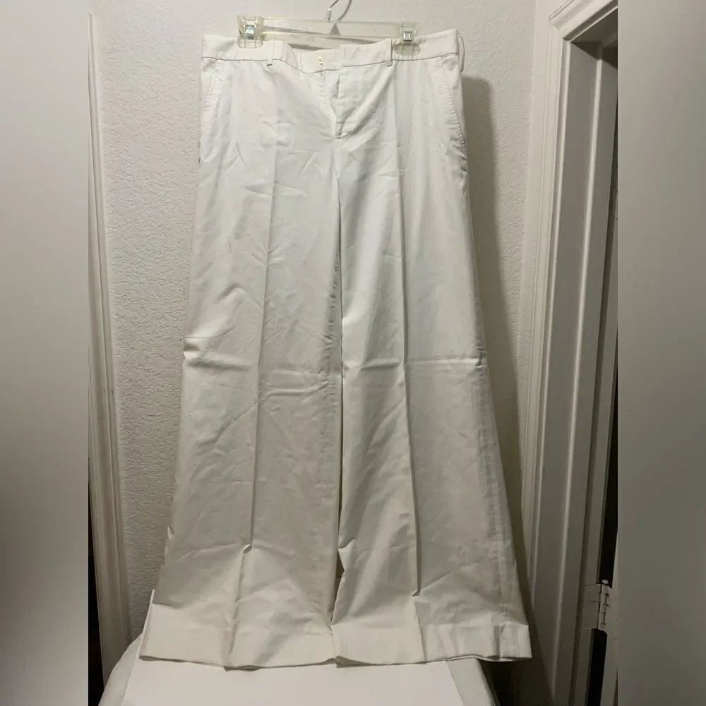 Ralph Lauren Black Label 100% cotton Wide Leg White Pants 10
